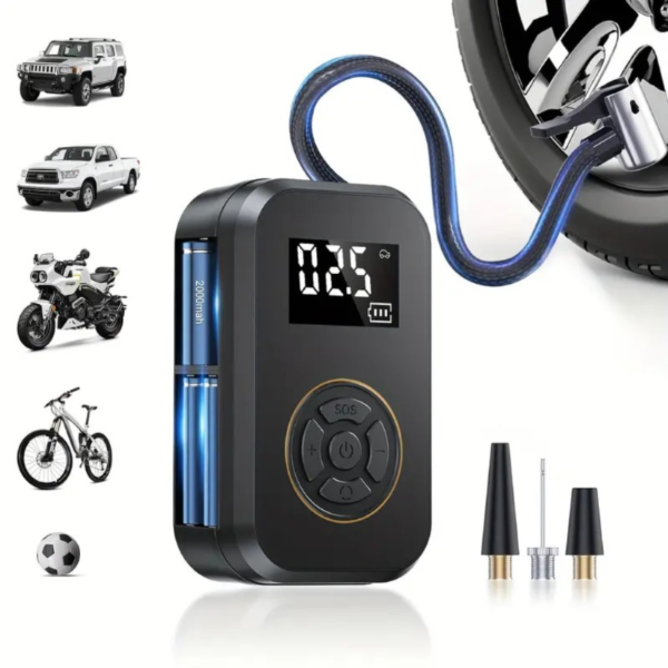 Bomba de Compresor de Aire Inalámbrica Portátil - Recargable por USB, Batería de Larga Duración para Neumáticos, Colchones Inflables y Equipo Deportivo