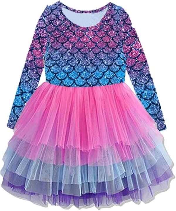 VIKITA Kids Girl Longsleeve Casual Winter Tutu Party Princess Dress for Children 2-8 Years