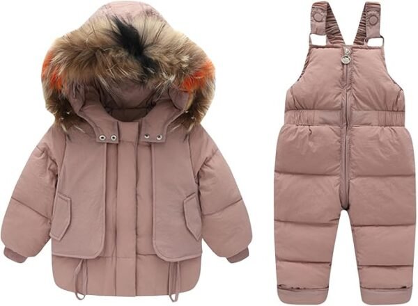 Frostluinai Little Kids 2-PCS Snowsuit Toddler Ski Suit Set Baby Boys Girls Winter Warm Jacket Ski Jacket Snow Bib Pants