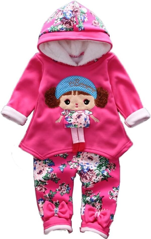 Yao Spring Autumn Winter Little Baby Girls Clothing Set Warm Velvet Hoodie and Pants