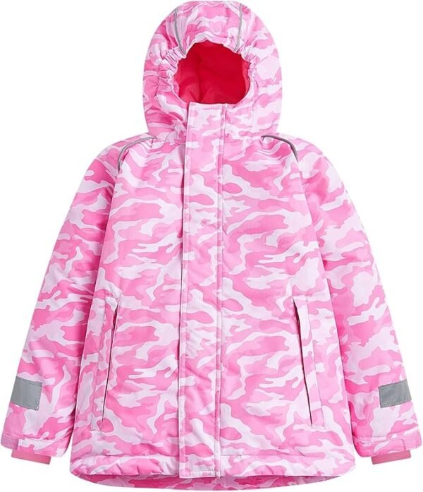 Owntop Kids Ski Jacket | Waterproof Winter Jacket Hooded | Insulated Lining | Reflective Strip | Fit for 3-12 Years