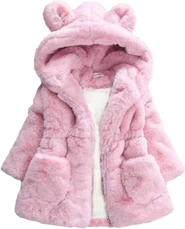 AiWMGL Kids Girls Winter Warm Coat Jacket 1T 2T Outerwear Hooded Faux Fur Thicken Fleece Baby Toddler