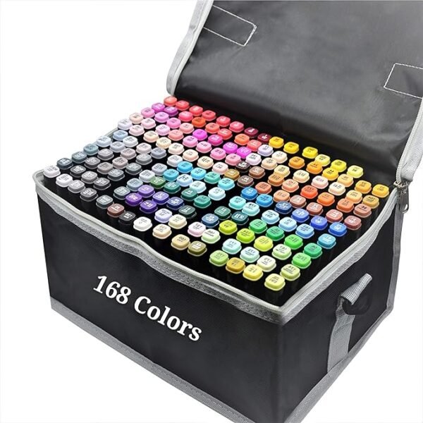 168 Colors Alcohol Markers Art Markers for drawing Professional Dual Tips markers Permanent marker for Adults Alcohol Based markers Sketch Markers for Painting, Coloring(168 black)