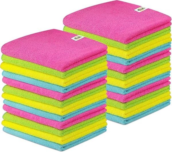 SCRUBIT 24 Pack Microfiber Cleaning Cloth Lint Free and Streak Free Towels for House, Cars, Kitchen and Screens - Super Absorbent and Soft Wash Cloths (12 x 16)