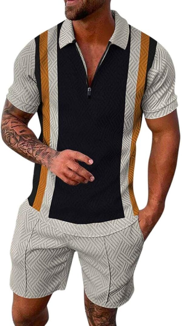 2024 Mens Summer Track Suits 2 Piece Short Sets Outfits Fashion Casual Short Sleeve Polo Shirt and Short Breathable Tracksuit