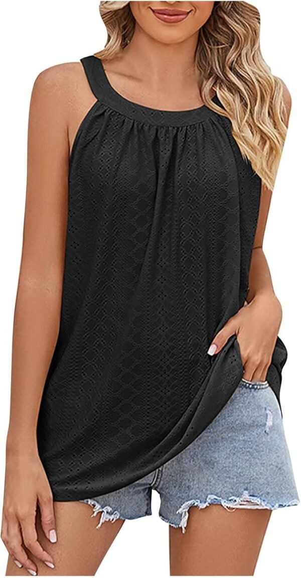 Shiyingl Quilted Ribbed Tank Tops for Women Scoop Neck Athletic Workout Tanks Summer Loose Fit Lightweight Tunic Dress Tanks