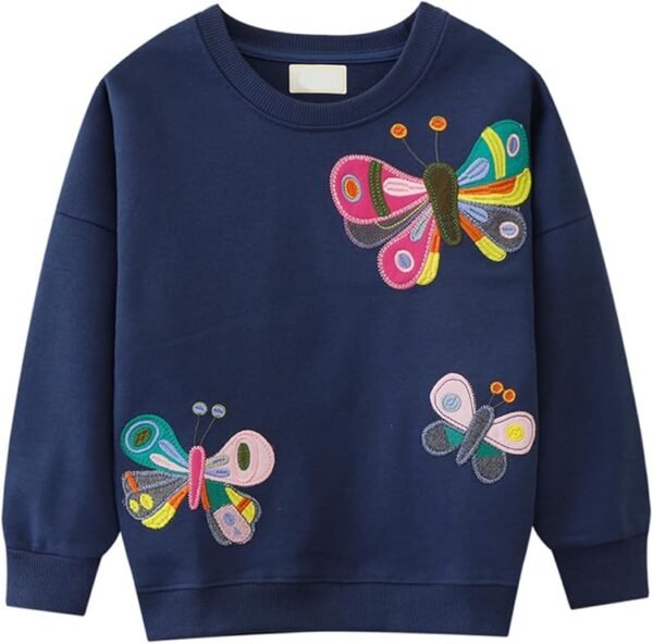 JMUORN Toddler Girls Sweatshirt, Cotton Pullover Tops Kids Crewneck Long Sleeve Sweater Cartoon Print 2-7TAbout this item Material: This girls sweatershirt is made of soft and comfortable cotton fabric with high elasticity and good breathability. Design: The thoughtfully designed round neck is easy for children to put on and take off by themselves. Elastic cuffs and hems ensure freedom of movement