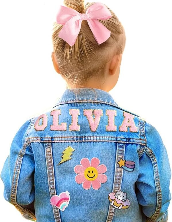 Personalized Kids Denim Jacket with Names | Custom Name Jeans Jacket | Long Sleeve Jean Jacket | Spring&Fall Jackets | Outerwear Jacket Easter Christmas Birthday Gifts for Toddlers Girls Boys 1-8