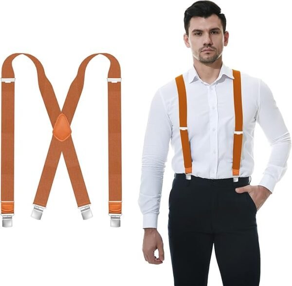 QCWQMYL Suspenders for Men Heavy Duty Clips Elastic Adjustable Straps Vintage X Back